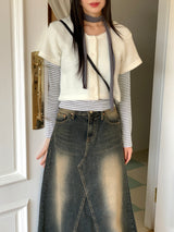 Ito Sand Washed Wide Maxi Denim Skirt