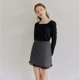 JACQUARD FLOWER SKIRT_BLACK (6600098906230)