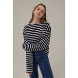 スモールロゴストライプロングスリーブTシャツ / SMALL LOGO STRIPE LONG SLEEVE T-SHIRT_NAVY