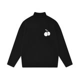キルシーミドルチェリーハイネックニット／UNI MIDDLE WHITE CHERRY ROUND KNIT SHIRT KA [BLACK] (6597397119094)