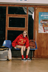 クラシック日ッグロゴユニセックスディープレッドフーディ