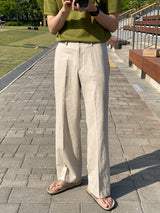 サマーリネンアイスバックバンディングスラックス/Summer linen ice back banding slacks (3 colors)