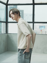 オープン半袖ニット / T1015 OPEN SHORT-SLEEVED KNIT_BEIGE