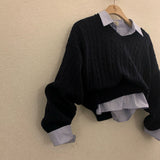 [BELLIDE MADE] Ed loose fit stripe cropped shirt