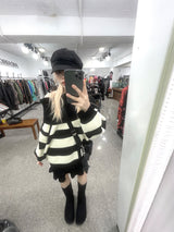 Off-shoulder Oversized Fit Stripe Knitwear