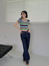 カラーショートスリーブカーディガン/Color short sleeve cardigan (2color)