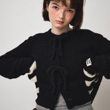 FLUFFY KNIT CARDIGAN, BLACK