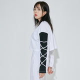 ストリングロングスリーブクロップTシャツ  /(9069) X-String Long Sleeve Crop Tee