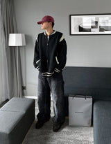 No.0372 double knee black denim wide PT