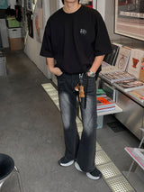 ASCLO Diagonal Incision Bootcut Denim Pants