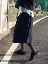 Leaf crease long skir