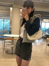 Arlo denim knit zip up
