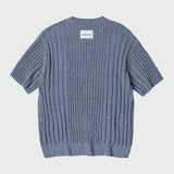 ブークレリブ ハーフスリーブニット/BOUCLE RIBBED HALF SLEEVE KNIT (BLUE)