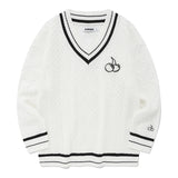 ミドルチェリーツイストⅤネックニット／MIDDLE CHERRY TWIST V-NECK KNIT [IVORY]