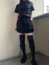 ウィンドハイネックシャーリング半袖ジャンパー / Wind high neck shirring short-sleeved jumper