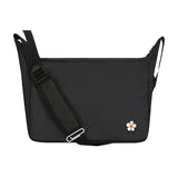ドローイングフラワースマイルエンブロイダリーカーブメッセンジャーバッグ / Drawing Flower Smile Embroidery Cross Curved Messenger Bag