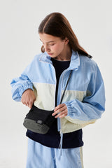 POCKET STRING NYLON MINI CROSS BAG [BLACK]