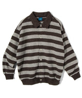 ストライプカラーカーディガンシャツ/Striped collar cardigan shirt C7 Oatmeal&Brown