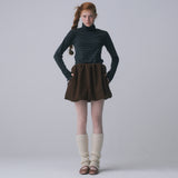 FLEECE VOLUME SKIRT, BROWN