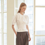 [LINE] Pintuck Pocket Blouse (Ivory) (6696641495158)