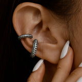 ドーナツイヤーカフ/[S925] Donut Ear cuffs (black silver)