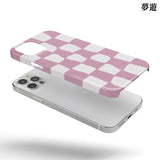 チェッカーボードグロッシーケース-pinkpowder