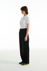 スモールチェリーケーブルクロップ丈のショットスリーブニット／SMALL CHERRY CABLE CROP SHORT SLEEVE KNIT [WHITE]