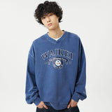 ロゴピグメントVネックスウェットシャツ /(NO napping) Logo pigment v neck sweatshirts