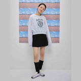 Cheerful logo short sweat shirt (light gray) (6684429353078)