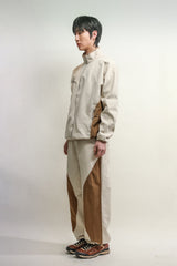 アシンメトリーウェーブジップジャケット / ASYMMETRIC WAVE ZIPPED JACKET-ECRU BROWN