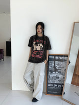 リミッティングビンテージプリントボキシーピグメント半袖Tシャツ