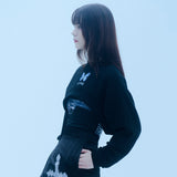 バタフライクロップスウェットシャツ/0 8 butterfly crop sweat shirt - BLACK