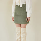 モダンダーツミニスカート / MODERN DART MINI SKIRT (EMERALD GREEN)