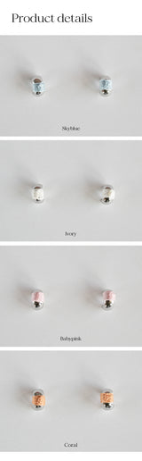 カラーポイントミニカーブピアス/Color point mini curve 'silver' earring (4colors)