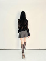 1021. Wool Double ribbon pleats mini sk (2color)