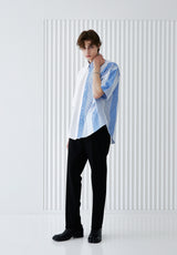 SOLID & MULTI STRIPE HALF SHIRT BLUE (6566875070582)