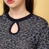 LEOPARD BURN-OUT TEE (NAVY)