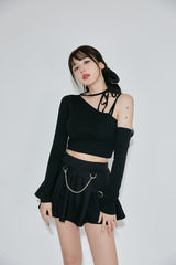 ホルターアンフテッドクロップTシャツ / (9067) Halter Unfooted Crop Tee