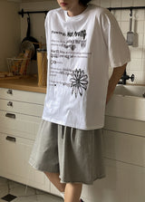 フローリングレタリング半袖Tシャツ (2 color)