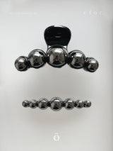 Hair Clip Silver Ball _ BK