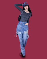 レイヤードスカートデニムパンツ / layered skirt denim pants
