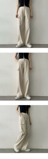 オンネバンディングコットンポケットカーゴワイドパンツ / Onne Banding Cotton Pocket Cargo Wide Pants