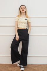 フラワーオフショルダーTシャツ/flower offshoulder t-shirt