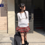 クラン プレッピー ルック オタクシック チェック フレア スカート パンツ