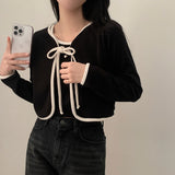 [SET] Present Ribbon Coloring Knit Cardigan + Sleeveless Set, Two Piece - 2 colors