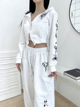 ハートクロップフードジップアップ/[High quality] 847. Heart crop hood zip up (2color)