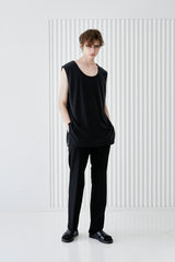 MODAL LENGTHY SLEEVELESS T-SHIRT BLACK (6566880149622)