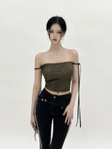 デニムフリーストラップトップ/802. Denim free strap top (3color)