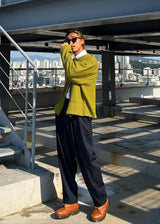 One-Tuck Span Waistband Thong Slacks 3COLOR