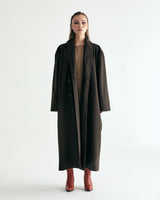 UNISEX FAKE NUBUCK MAXI COAT W - DARK BROWN (6636063457398)